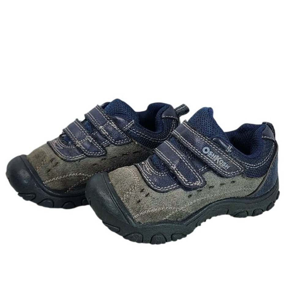 OshKosh B'gosh Kids Size 7M Navy Blue Gray Hook and Loop Athletic Shoes